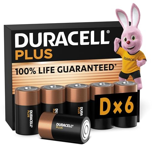 Duracell Plus D Batterien, LR20, 6 Stück, Alkaline Batterien D für Alltagsgeräte [Amazon Exclusive]