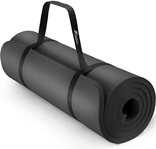 TRESKO® Yogamatte Rutschfest & Gepolstert mit Tragegurt 185x60 & 190x100 cm | Gymnastikmatte Phthalatfreie | Hautfreundliche Pilatesmatte 0,8-1,5cm hoch | Dicke Fitnessmatte Gym Yoga Matte Indoor/Outdoor