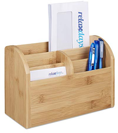 Relaxdays Schreibtisch-Organizer Bambus, natur | 5 Fächer