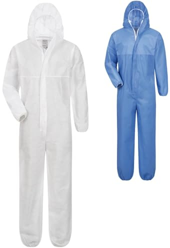 Safetytex SMS Schutzanzug - Einweg Overall - PSA Kat. 3 Typ 5/6 - Partikeldicht & Spritzwassergeschützt - Ideal für Asbest, Sanierung & Industrie - Weiß Gr. M (1 Stück)