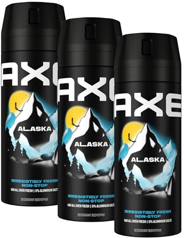 Axe Bodyspray Alaska Deo ohne Aluminium bekämpft geruchsbildende Bakterien und unangenehme Gerüche 150 ml 1 Stück (Packung mit 3)