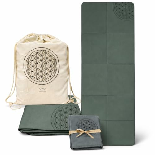 InufySoul® Rutschfeste, faltbare Yogamatte aus recycelbarem TPE, Yogamatte für Reisen, Yogamatte, Pilates, Fitness, Fitnessstudio, 183 x 61 x 0,4 cm (graugrün)