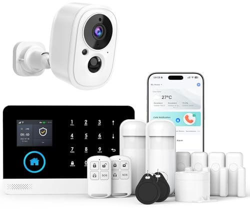 4G+WLAN-Funk-Alarmanlage mit Außenkamera – Schnelle und einfache Einrichtung, Keine monatlichen Gebühren, App-Steuerung für mehr Sicherheit zu Hause