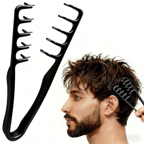 STRUKTURPASTE Lockenkamm Textur Kamm,Haarzange Texturkamm Texture Comb Styling Kamm Roots Volume Tool für Die Haarwurzeln Mit Ponyansatz Pflegen,Lifting Haarwurzeln Haarbürste für Männer und Frauen