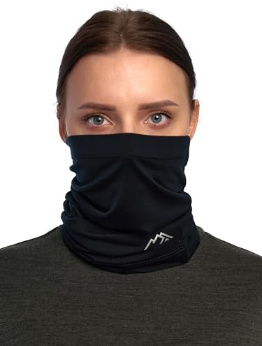 Merino.tech Unisex Merino Schlauchschal Herren - Loop Schal Damen Multifunktionstuch Halswärmer Merino Wolle (Black)