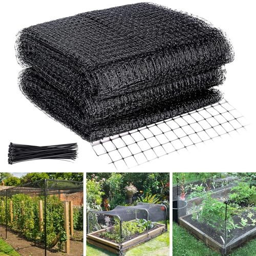 WEXFFU Vogelnetze Vogelschutznetz, 4 X 10m Schutznetz Garten Gemüsenetz mit 50 Stück Kabelbinder, Netz für Obstbäume Schützen Pflanzen Gemüse Obst Blumen Teichen