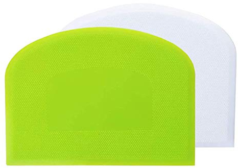 Teigschaber Teigschaberkarte Silikon,Dough Scraper card Spatelset für Kuchen, Pizza, Brotschneiden, Küchenbedarf für Brot Backen Kuchen Enthusiasten Anfänger Profi Bäcker (Weiß+Grün)