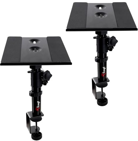 Tlingt Support Studio-Monitor- und Lautsprecherständer, Klemm-Desktop-Ständer, 2er-Set, 24 x 22.5 cm große Metallablage für Monitorlautsprecher, Regallautsprecher, Laptops.