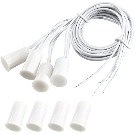 sourcing map 4 Stück Sicherheitsfenster Türkontaktsensor Alarm Weiß RC-33 | Magnetische Reedschalter, N.O. Versenkte Kabel