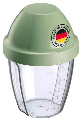 Westmark Schüttelbecher – Dressingshaker mit herausnehmbarer Mixscheibe, Fassungsvermögen: 0,25 l, Höhe: 12,8 cm, Kunststoff, BPA-freier Mixbecher (Klar/Grün)