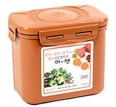 e-jen Probiotischer Gärbehälter für Kimchi, Sauerkraut mit Vakuuminnendeckel, Steingut-Braun, 3,4 l
