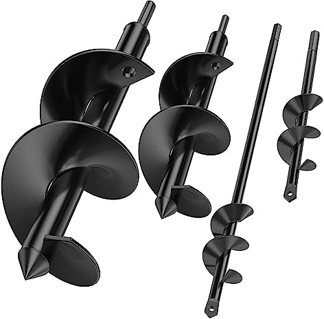 Erdbohrer für bohrmaschine 4-teilig, Pflanzbohrer für akkuschrauber, Blumenzwiebel bohrer, gartenbohrer für bohrmaschine Erdbohrer für akkuschrauber 8x25cm & 8×45cm & 4x22cm & 4×45cm