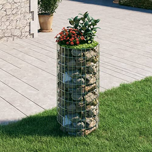 XIAOGUANG Gabionen-Hochbeet, Kräuterspirale, Hochbeet Im Garten, Pflanzkübel, Pflanzsteine, Rund Verzinkter Stahl Ø50x100 cm
