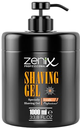 Zenix Rasiergel Männer Fresh 1000ml - Herren Rasier-gel transparent - barber Shaving Gel Men - für eine präzise Rasur der Bartkonturen - optimales Gleiten - mit Pumpenspender - Oud Duft