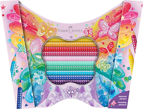 Faber-Castell Geschenkset Schmetterling Sparkle Buntstifte farbsortiert, 20 St. - Ergonomisch, bruchsicher, leuchtende Farben