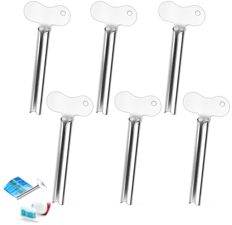 6 Stück Tubenquetscher Für Alle Tube, Tubenausdrücker, Tubenpresse, Toothpaste Squeezer, Edelstahl Zahnpasta Tubenpresse, für Alle Tuben Zahnpasta Haargel Handcreme Kosmetik(Silber)