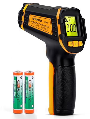 Infrarot Thermometer Pistole -50 ℃ ~ 600 ℃ Berührungslose Digitales Laser-Temperaturmessgerät für Kochen, Pizza, Backofen, Kühlschrank, Lebensmittel, Fahrzeugreparatur, Gefrierschrank, Süßigkeiten