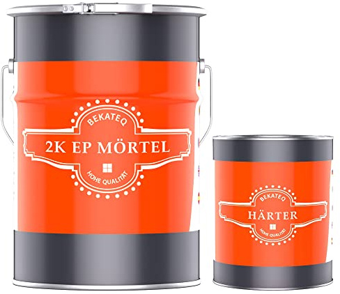 BEKATEQ 2K Reparatur-Mörtel BK-150EP, 5kg I Fugenmörtel-Set aus Epoxidharz mit Härter I Für innen & aussen I Spachtelmasse aus Giessharz für Beton, Holz, Estrich, Metall, Fliesen