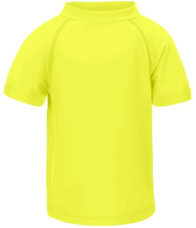 LACOFIA Kinder Badeshirt Jungen Langarm Schwimmshirt Sonnenschutz Kinder Rashguard Schnelltrocknendes Badebekleidung Gelb 9-10 Jahre/134-140