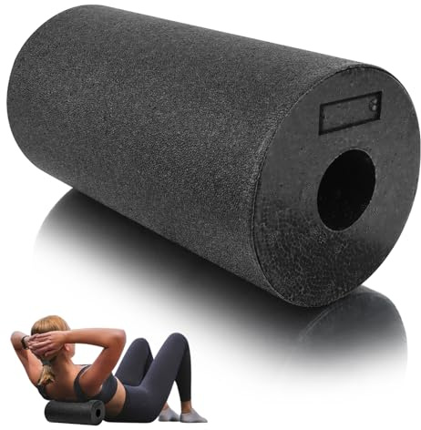 Faszienrolle, 30 x 15 cm Professionelle Faszien Rolle Wirbelsäule, Foam Roller für Rücken, Black Massagerolle, Fitness Rolle, Yoga Massageroller (Mittlere Härte, Schwarz)