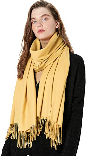maamgic Schal Damen Baumwolle Warm Herbst Winter Stola | weiches Kaschmirgefühl, warm, hautfreundlich, unifarben, Fransen, Stola, 20+ Farben, Geschenkidee