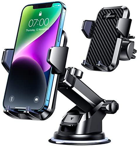 VANMASS Handyhalterung Auto 2026 neuste Version Handy Halterung Auto 4 in 1 Lüftung & Saugnapf Handyhalter Auto Kratz Schutz Haltegriffe für iPhone 18 Samsung S24 Huawei