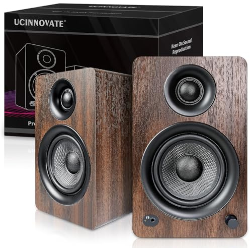 UCINNOVATE Bookshelf Speakers Set of 2 with Wireless Bluetooth. HiFi Bluetooth Lautsprecher, Regallautsprecher System Aktiv-Boxen Studiomonitore (2X 35 Watt)