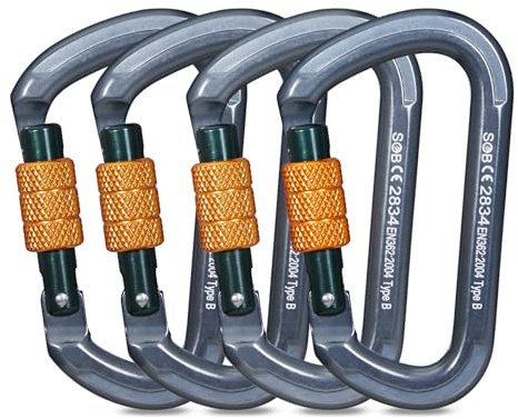 SOB Karabiner Klettern Kletterausrüstung, Karabinerhaken aus Aluminium Karabiner Karabinerhaken für Hängematte, Schaukel, Camping, Angeln, Outdoor-Ausrüstung 28KN 2PACK