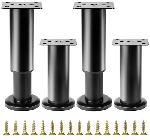 SZSIQI 4 Stück Möbelfüße Verstellbare Füße 12-18 cm Schwarz für Schrank- und Couchbeine