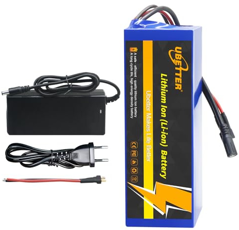 UBETTER 36V Ebike Lithium Akku, E-fscooter Akku mit BMS, 8AH 10AH 14AH 20AH Elektro-Fahrrad Batterie mit 2A Ladegerät für 0-1000W Elektrofahrrad Scooter Motor (36V 8Ah)