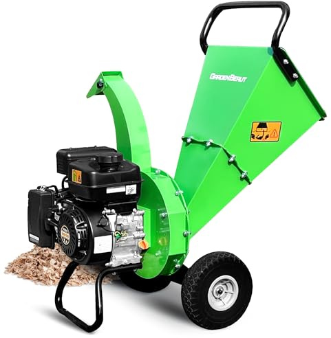 GARDENBEAUT S3 Benzin Häcksler, 7 PS 212 CCM 4-Takt Benzinmotor, max. 76 mm Aststärke, Holz Häcksler Gartenhäcksler