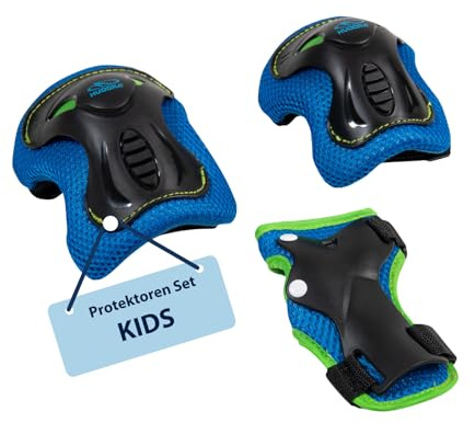 HUDORA Kinder Protektoren Set – 6-teilige Schutzausrüstung für Mädchen und Jungen – Knieschoner, Ellbogenschützer und Handgelenkschoner ideal für Inliner, Rollschuhe, Skateboard & Roller - blau Gr. XS