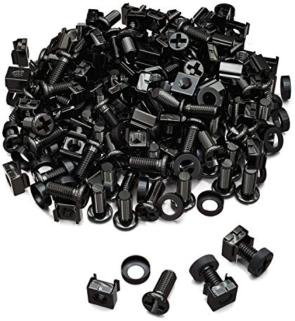 deleyCON 100x M6 Käfigmuttern Schrauben Set für Netzwerkschränke - 100er Set Patchpanel Racks Servergehäuse 19 Zoll 10 Zoll Montagesatz Stahl - Schwarz