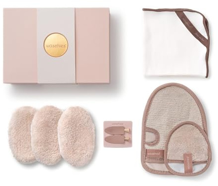 Waschies 8-tlg. „Self Care“ Geschenkset für Frauen – Geschenkbox mit Abschminkpads, Mini Waschhandschuh und mehr – sanfte Reinigung - waschbar, wiederverwendbar & nachhaltig - Alle Hauttypen