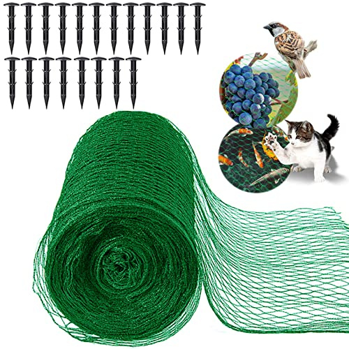 4m x 12m Vogelnetz Vogelschutznetz engmaschig (15x15mm) Robust, witterungs- & UV-beständig grün, Kirschbaum Netz feinmaschig Laubnetz Teichnetz Obstbaumnetz Taubennetz Gartennetz Balkon Netz