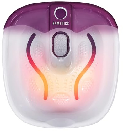 Homedics Fußbadewanne mit Massage- & Wärmefunktion, Fußsprudelbad | Beruhigende Fußmassage, Warmhaltefunktion, Pediküre-Bimsstein zur Fußpflege