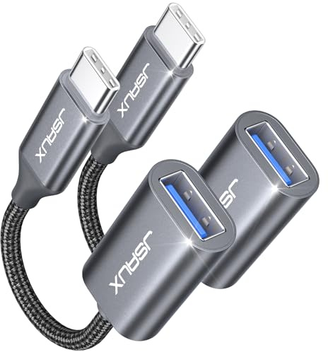 JSAUX Adapter USB C auf USB [2 Stücke] OTG Typ C auf USB 3.0 USB C Adapter OTG Kabel kompatibel mit iPhone 16 Pro Max/15 Pro Max, iPad Pro, MacBook Pro/Air, Galaxy S24/S23/S22 Ultra, Huawei P50-Grau