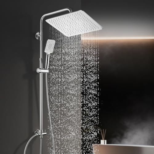 Görbach Edelstahl Duschsystem Duschset ohne Armatur Regendusche Wassersparend Überkopfbrauseset (SJ-E3030CP)