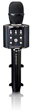 Lenco BMC-090 Karaoke Maschine Kinder - Karaoke Mikrofon Kinder - Bluetooth Mikrofon - Bluetooth V4.2 - Smartphone-Halterung - 5 Watt RMS - Lichteffekte - 1200mAh Akku - Android und iOS - Schwarz