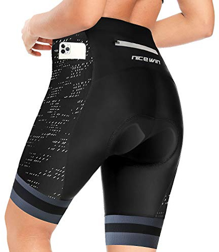 NICEWIN 3D-gepolsterte Fahrrad-Shorts für Damen, hohe Taille, schnelltrocknende Fahrradhose - - Groß