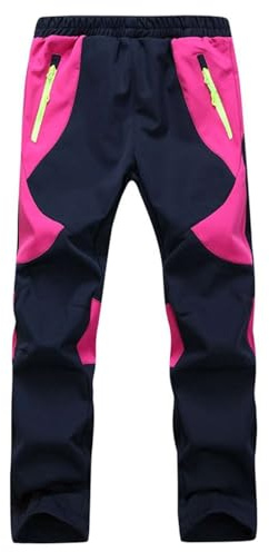 Echinodon Kinder Softshellhose mit Fleecefütterung Wasserdicht Winddicht Atmungsaktiv Warm Regenhose Jungen Mädchen Trekkinghose Skihose Rosa S