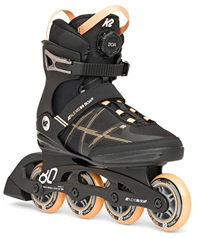 K2 Skates Damen Inline Skates Alexis 80 BOA, Black - Peach, 30H0100.1.1.100