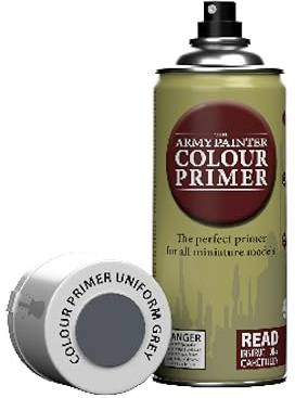 The Army Painter, Colour Primer Uniform Grey, 400 ml Grundierung Spray | Grundierungsspray Acryllack Spray für Fantasy Modellbau Wargames Tabletop Figuren, Warhammer & Dnd Miniatures