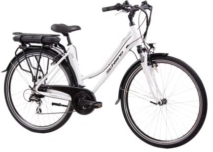 F.lli Schiano E-Ride, E Bike Trekking 28 Zoll, 36V 10.4Ah Abnehmbarer Akku, Motor 250W 40Nm, Trekking EBike für Herren/Damen, Weiss