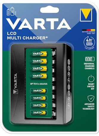 VARTA Akku Ladegerät, Batterieladegerät für wiederaufladbare AA/AAA, bis zu 8 Akku, LCD Multi Charger+, Einzelschachtladung, unbestückt