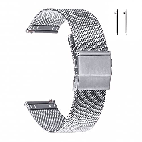 EACHE Mesh Uhrenarmband 20mm Edelstahl für Herren Damen Schnellverschluss verstellbare Mesh Uhrenarmbänder Silber für LG Watch