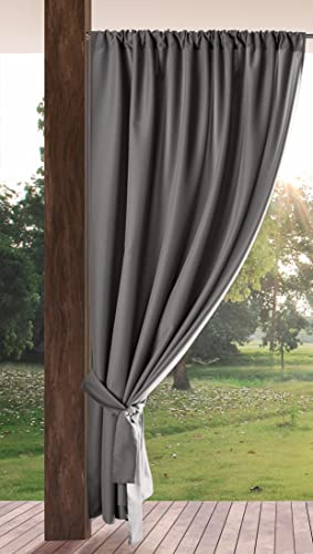 Eurofirany Garden Outdoor Vorhang mit Tunnelzug, 1 Stück, Blickdicht & Wetterfest, UV-Schutz, für Balkon Terrasse Pergola Pavillon, H200 x B155 cm, Dunkelgrau