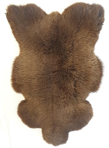 FURRYMAN Natürliche Schaffelle ohne Chrom - Lammfelle - braunes klein 100x50 cm, Tagesdecken und Dekorationen für Couch, Sessel oder Boden