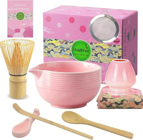 Clay&Fire Matcha Besen Whisk - Matchabesen,100-zinkiger handgefertigter (Hellrosa)