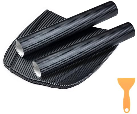 BangShou Autofolie 2 Rolle Carbon Folie 3M Aufkleber Vinyl Wrap 3D DIY Auto Folie mit Luftkanäle Verdickt Dekorative Schwarz (152 * 30cm * 2Rollen)